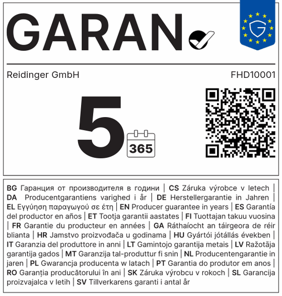 EU-GARAN-Label: 5 Jahre Herstellergarantie auf Haltbarkeit