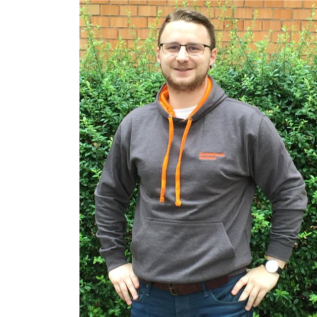 Hoodie Unisex neues Modell, FH-Logo, grau mit Akzenten