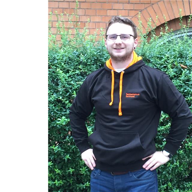 Hoodie Unisex neues Modell, FH-Logo, schwarz mit Akzenten