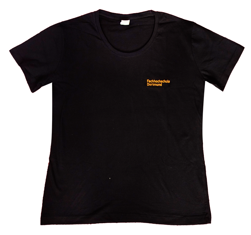 Damen T-Shirt große Größen, Rundhals-Ausschnitt und FH-Logo, schwarz
